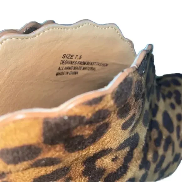 Faux Suede Leopard Ankle Boots‎ Chunky Heels Size 7.5 By Beast Fashion - Picture 4 of 5